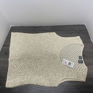Saks Fifth Avenue Womens M 100% Cashmere Sleeveless Sequined Top NWT